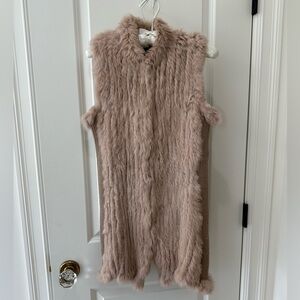 Women’s Rabbit Fur Plush Mauve-Pink Vest